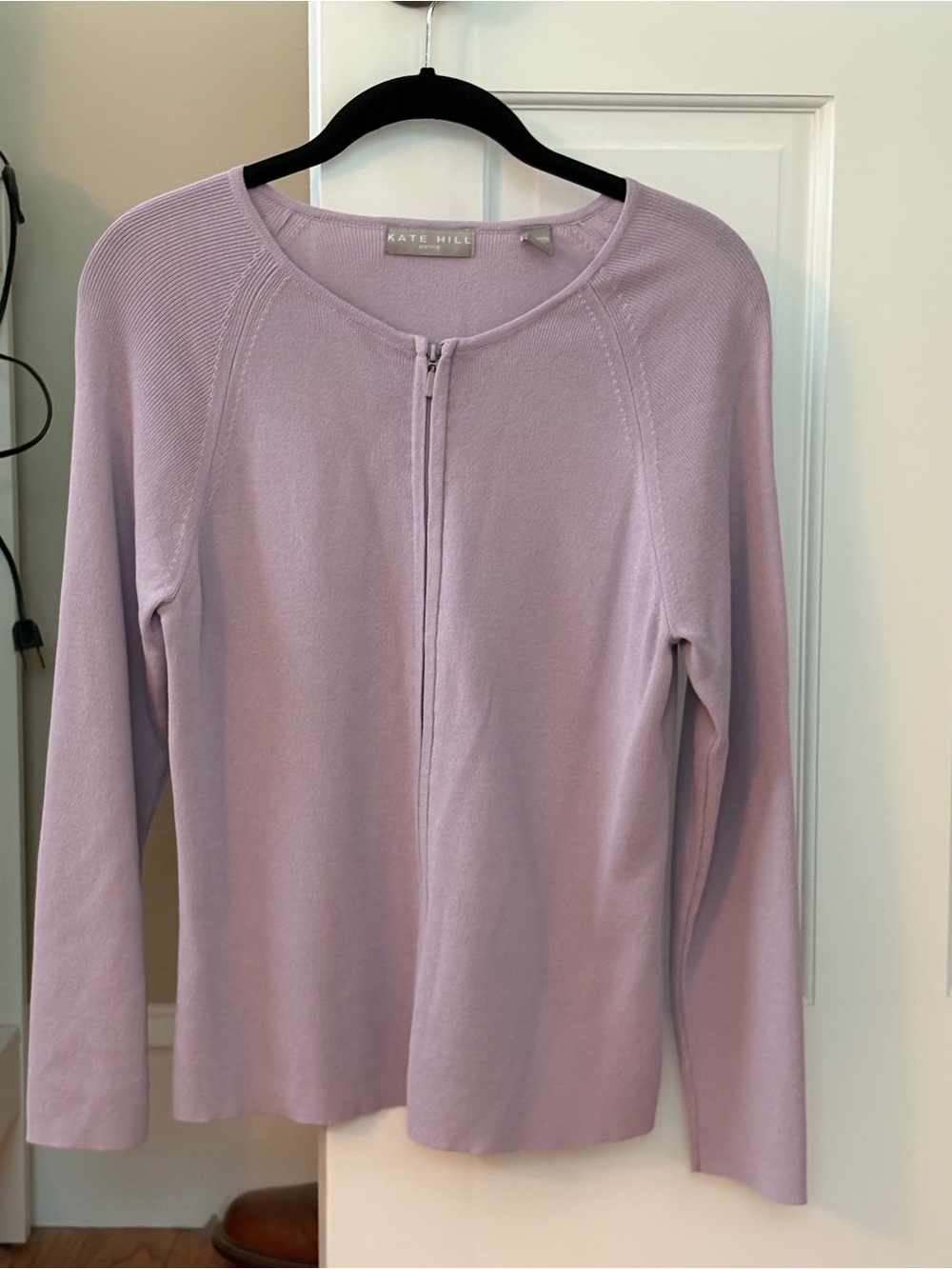 KATE HILL Lavender Zip-Front Long-Sleeve Top